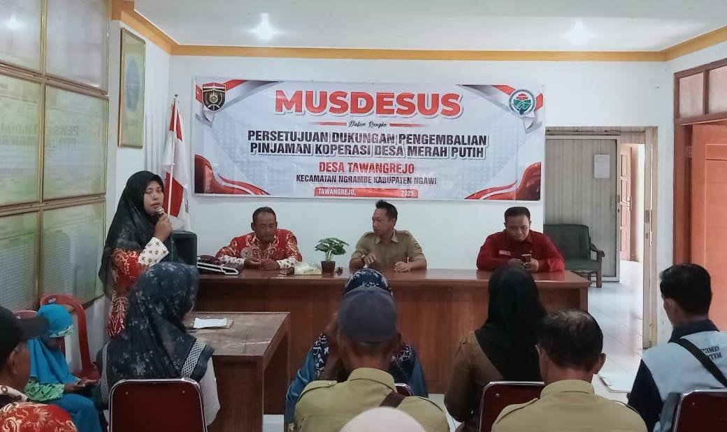 Pemdes Tawangrejo Gelar Musdesus Bahas Pengembalian Pinjaman Koperasi Desa Merah Putih.